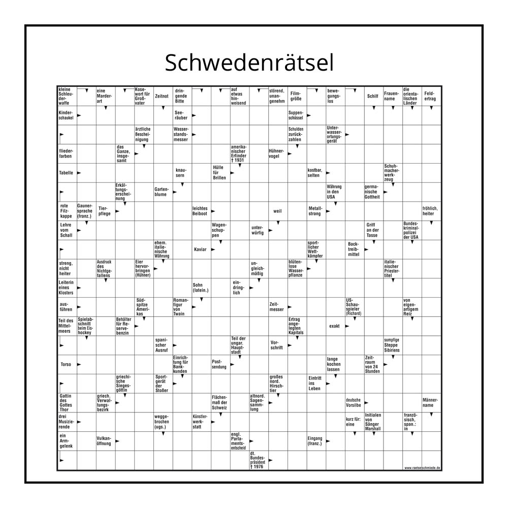 Schwedenratsel Sudoku Und Vieles Mehr Fur Ihre Printmedien Die Ratselschmiede